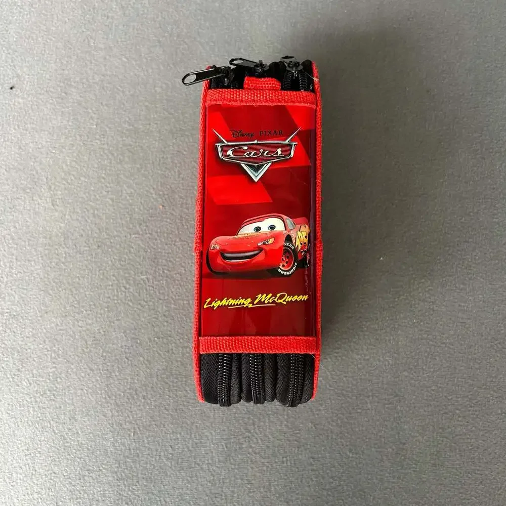Disney Pixar Cars Lightning McQueen 3-Zipper 3D Embossed Stationery Pencil Case